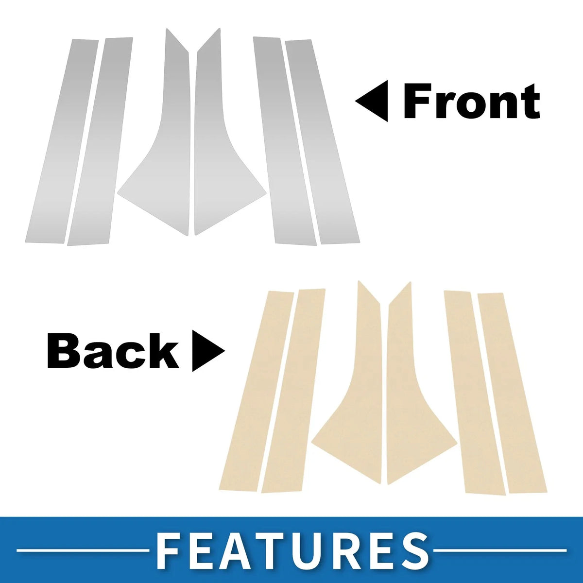 6pcs Door Pillar Window Trim for Ford Focus (2000–2007) Silver Tone