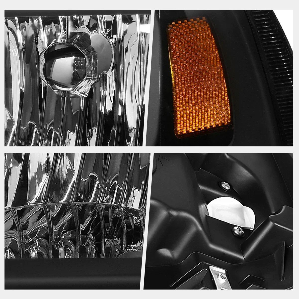 Set of 2 Black Housing Headlight Amber Corner Lamps for Ford F250/F350 (2005–2007)