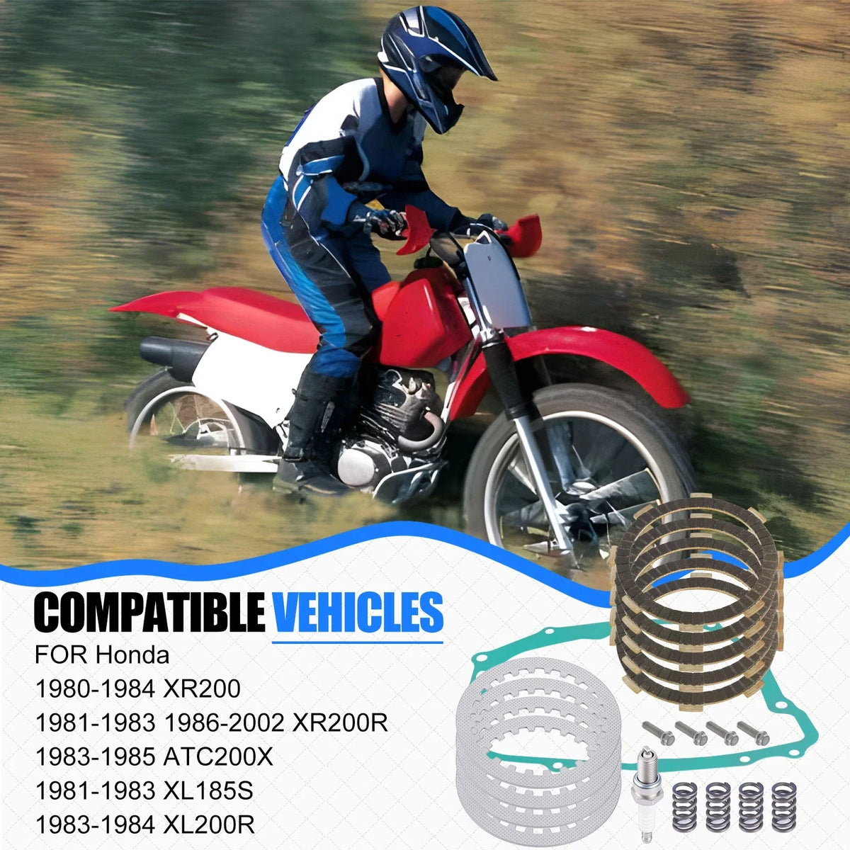Clutch Friction Set with Steel Plates & Gasket for Honda XL185S (1981–1983)
