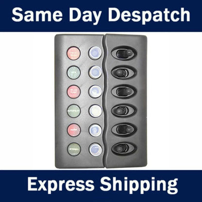 6 Switch Waterproof Circuit Breaker Panel for Universal Applications (12V)