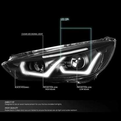 Dual LED DRL Projector Headlights for Ford Focus (2015–2018)