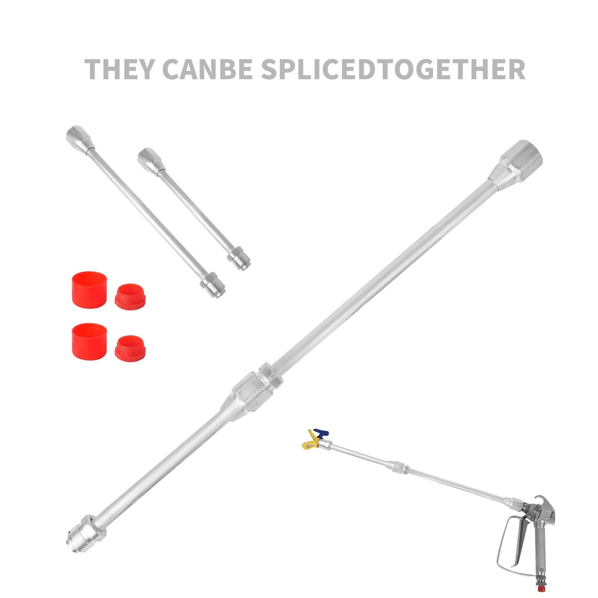 Set of 4 Airless Paint Sprayer Extension Poles, Aluminum, 8 Inches