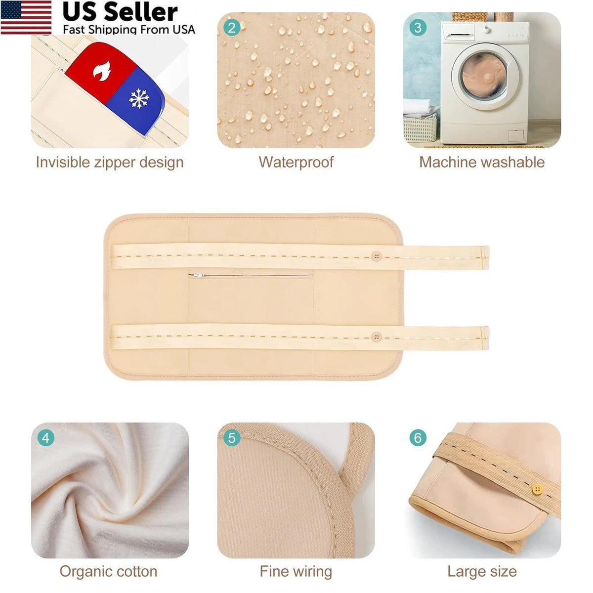 Set of 4 Castor Oil Pack Wraps for Liver - Organic Cotton