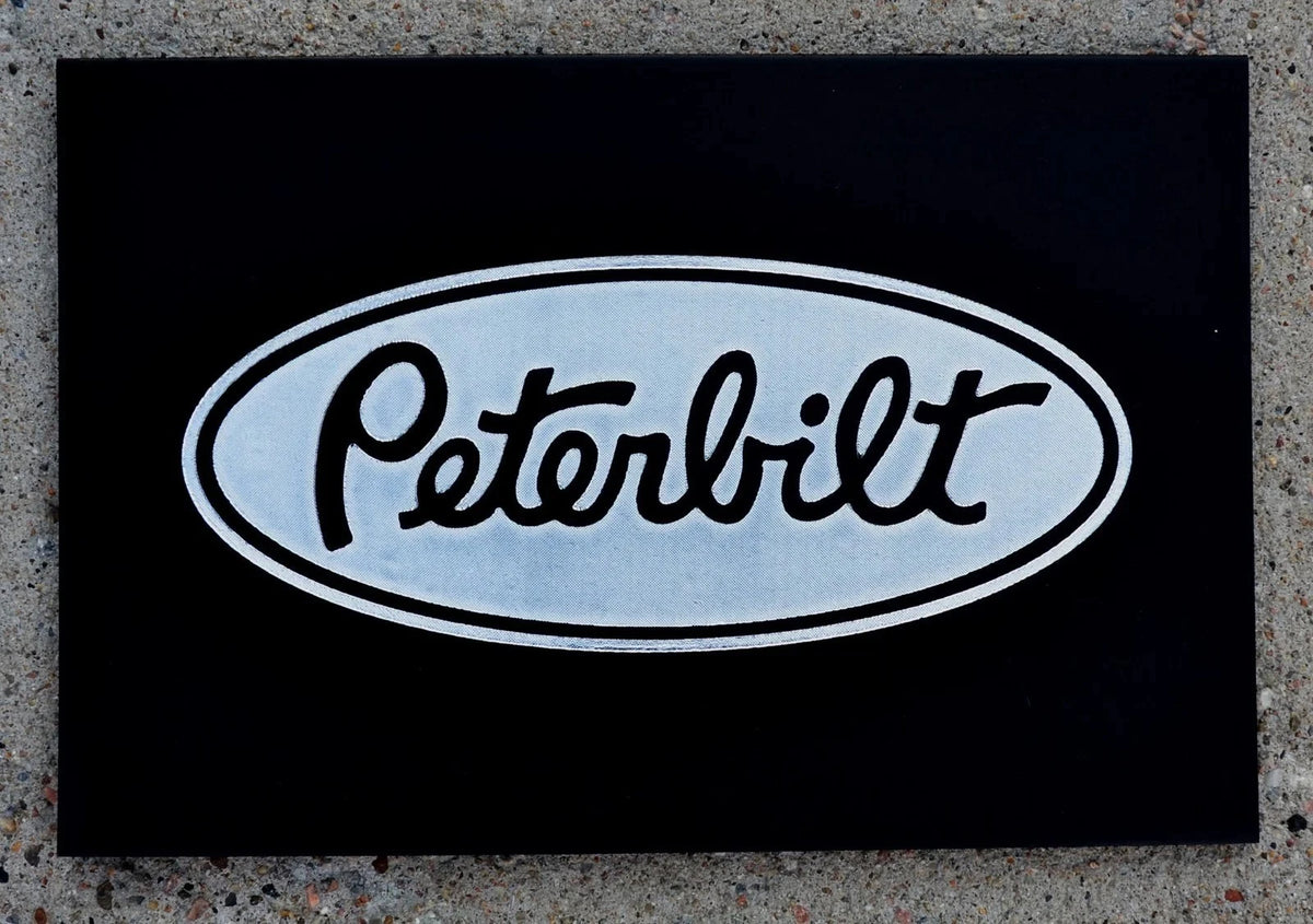 Set of 2 Front Fender Mud Flaps for Peterbilt (MPS-1812) Rubber Black Silver Logo