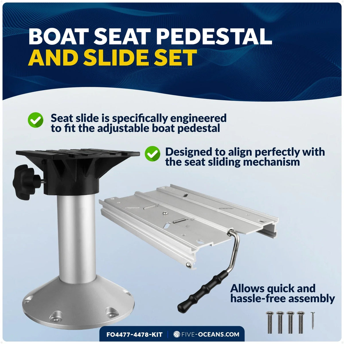 Boat Seat Pedestal and Slide Set for Universal Applications (12")