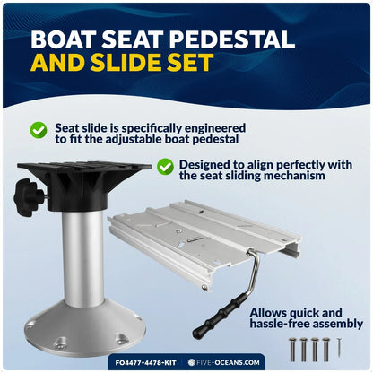 Boat Seat Pedestal and Slide Set for Universal Applications (12")