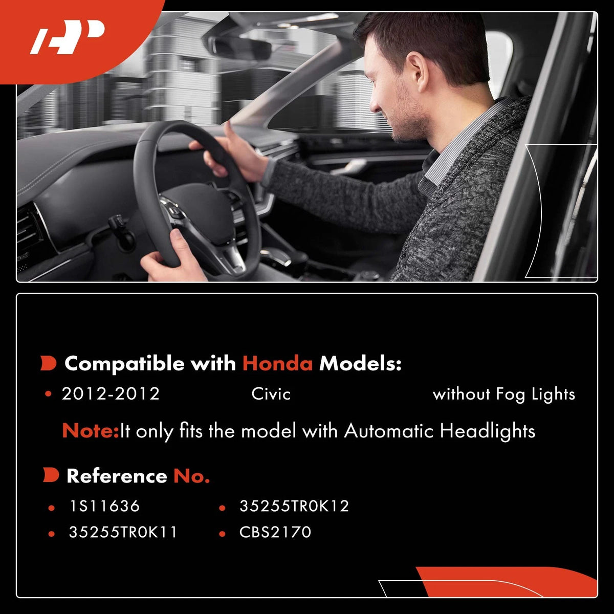 Turn Signal Switch for Honda Civic (2012) 35255TR0K11, 35255TR0K12, CBS2170