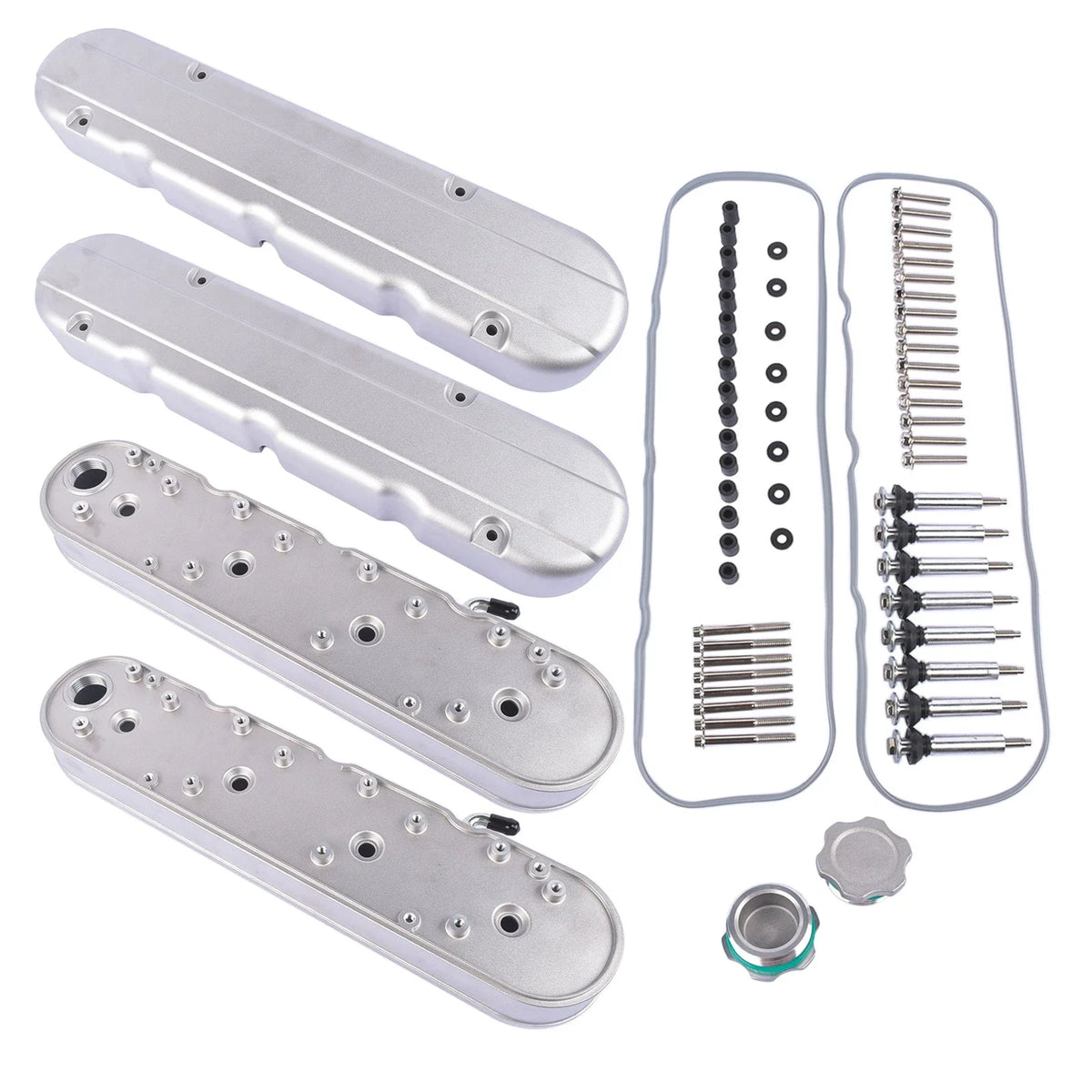 Silver Engine Valve Covers for Chevy LS1 LS2 LS3 LS6 LS7 (1997–2023)