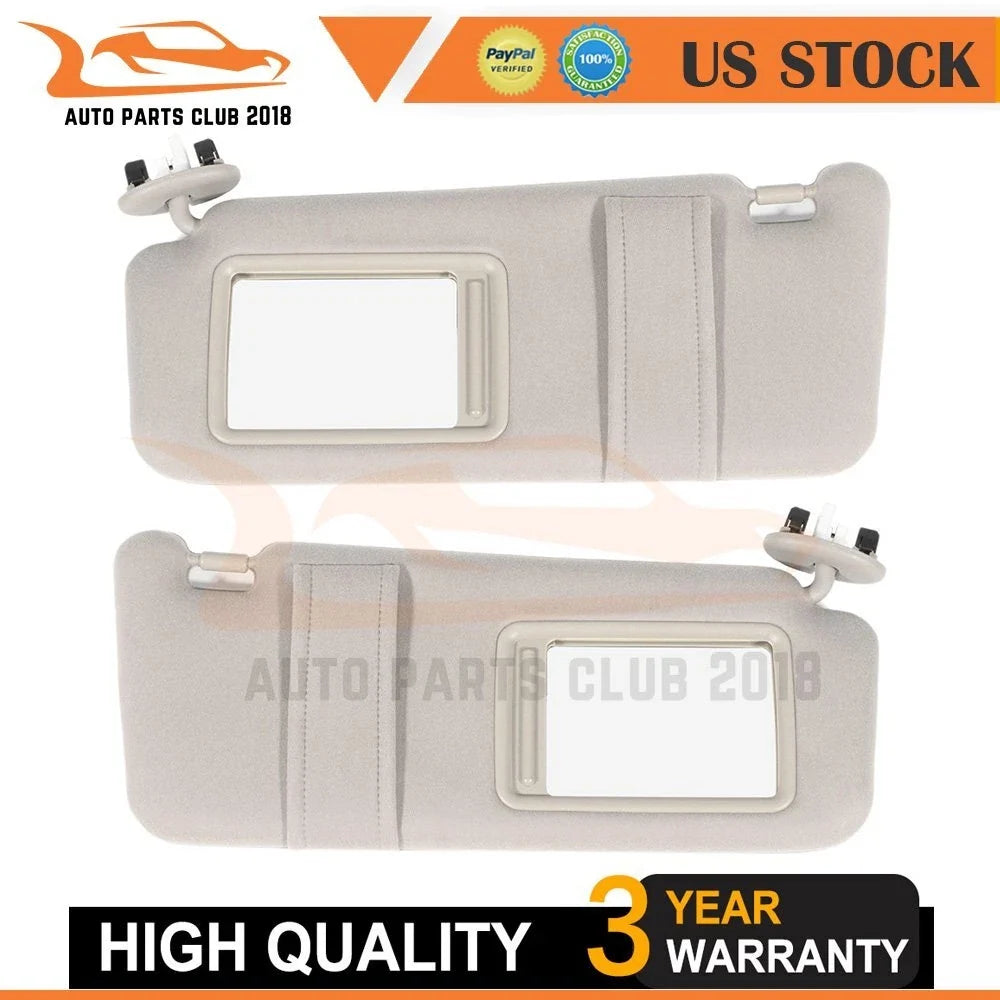 Set of 2 Beige Plush Cloth Sun Visors for Toyota Camry (2006–2011)