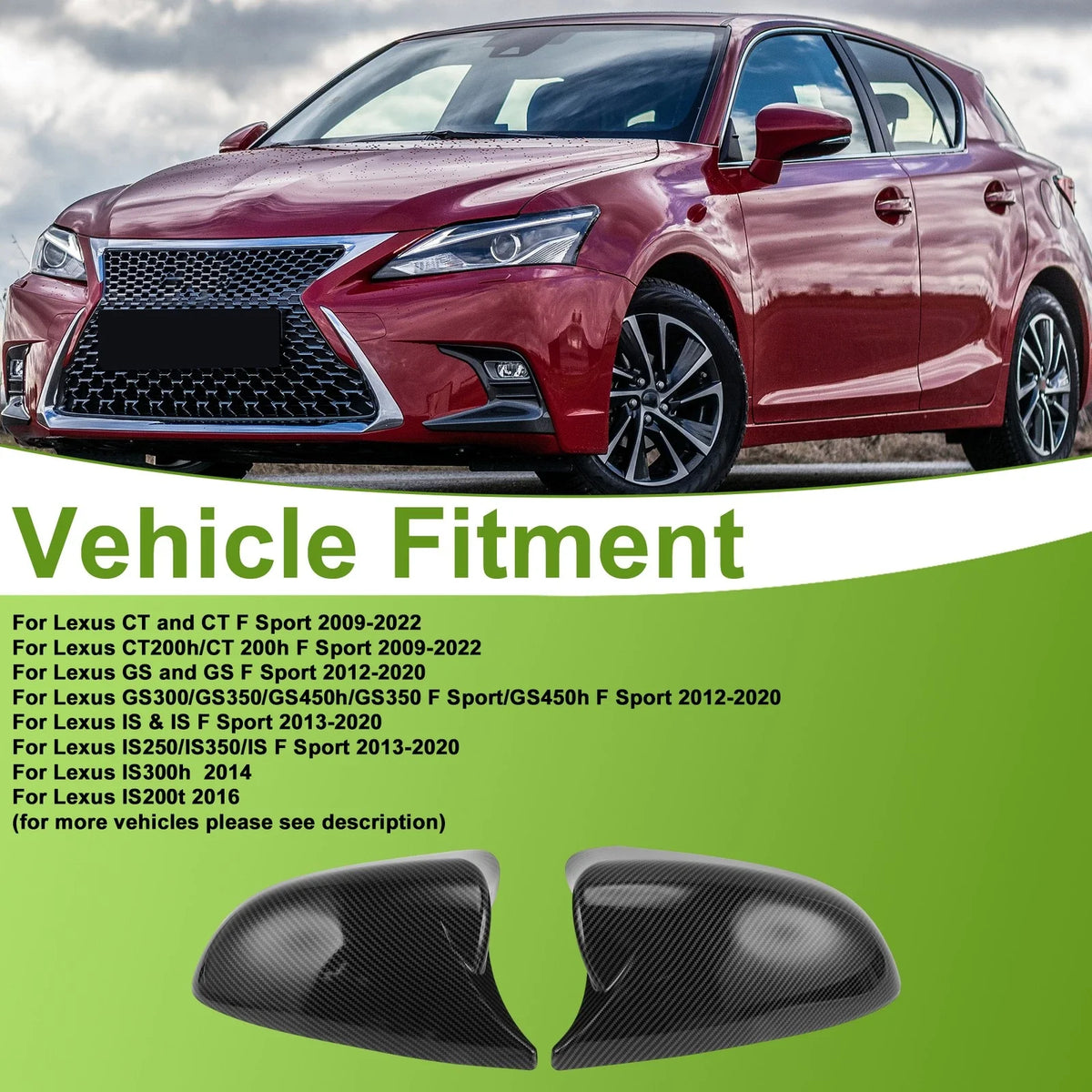 1 Pair ABS Mirror Cover Cap for Lexus CT/CT F Sport (2009–2022) 8794A30E00B1