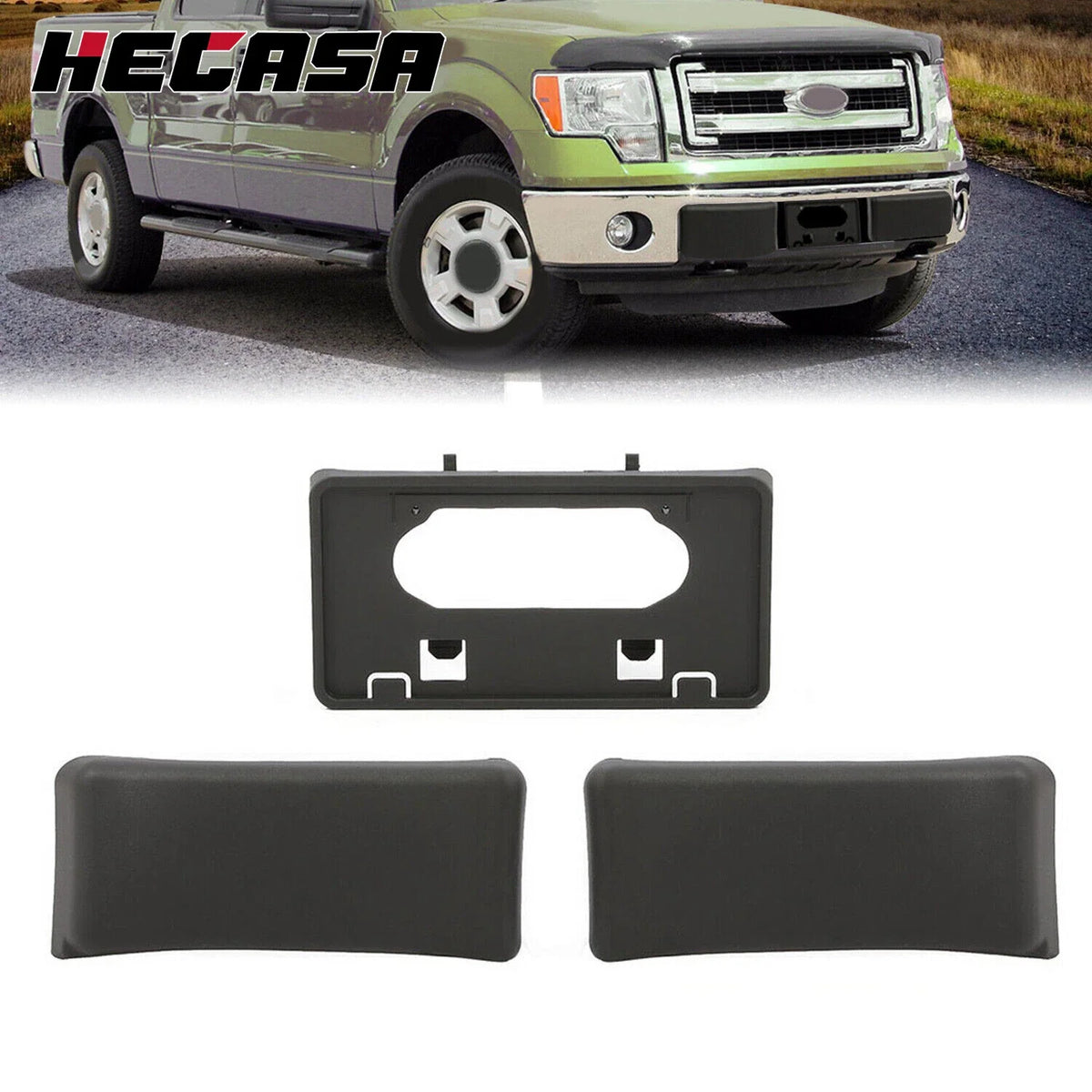Front Bumper License Plate Bracket & Guards for Ford F150 (2009–2014)