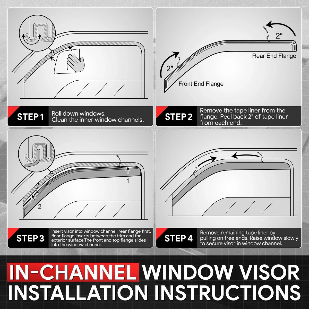 4-Piece In-Channel Wind Rain Side Window Visors for GMC Acadia (2017–2023)