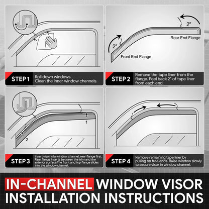 4-Piece In-Channel Wind Rain Side Window Visors for GMC Acadia (2017–2023)
