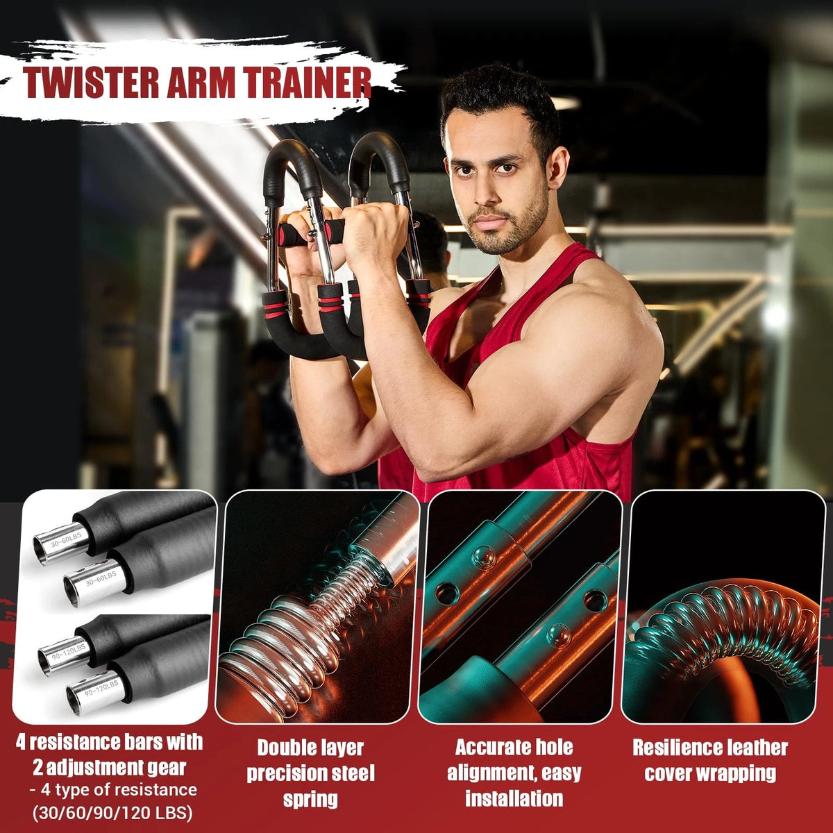 Twister Arm Trainer for Adjustable Chest (30-120 lbs) - Red