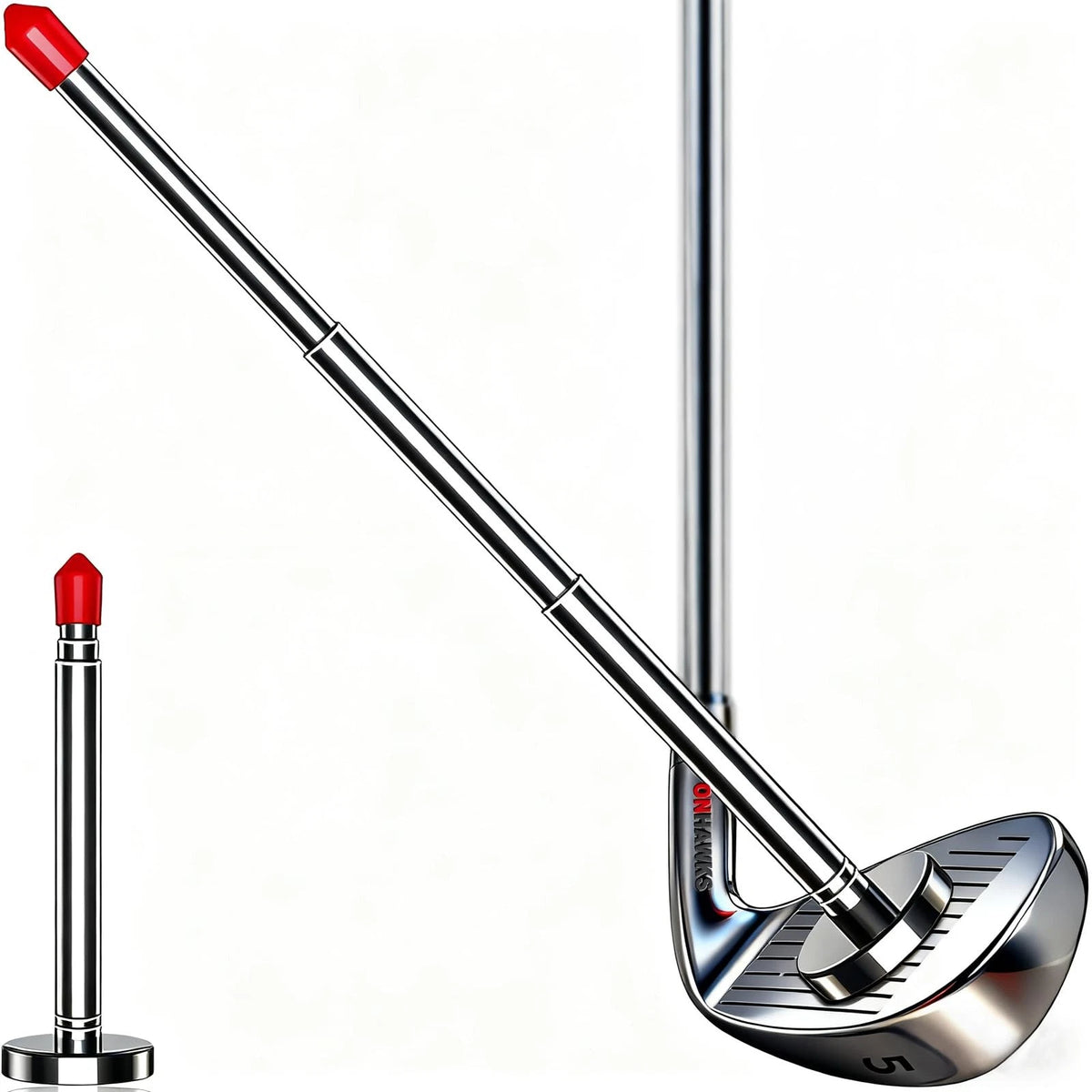 Set of 2 Golf Alignment Rods for ONHAWKS (Telescopic, Red)