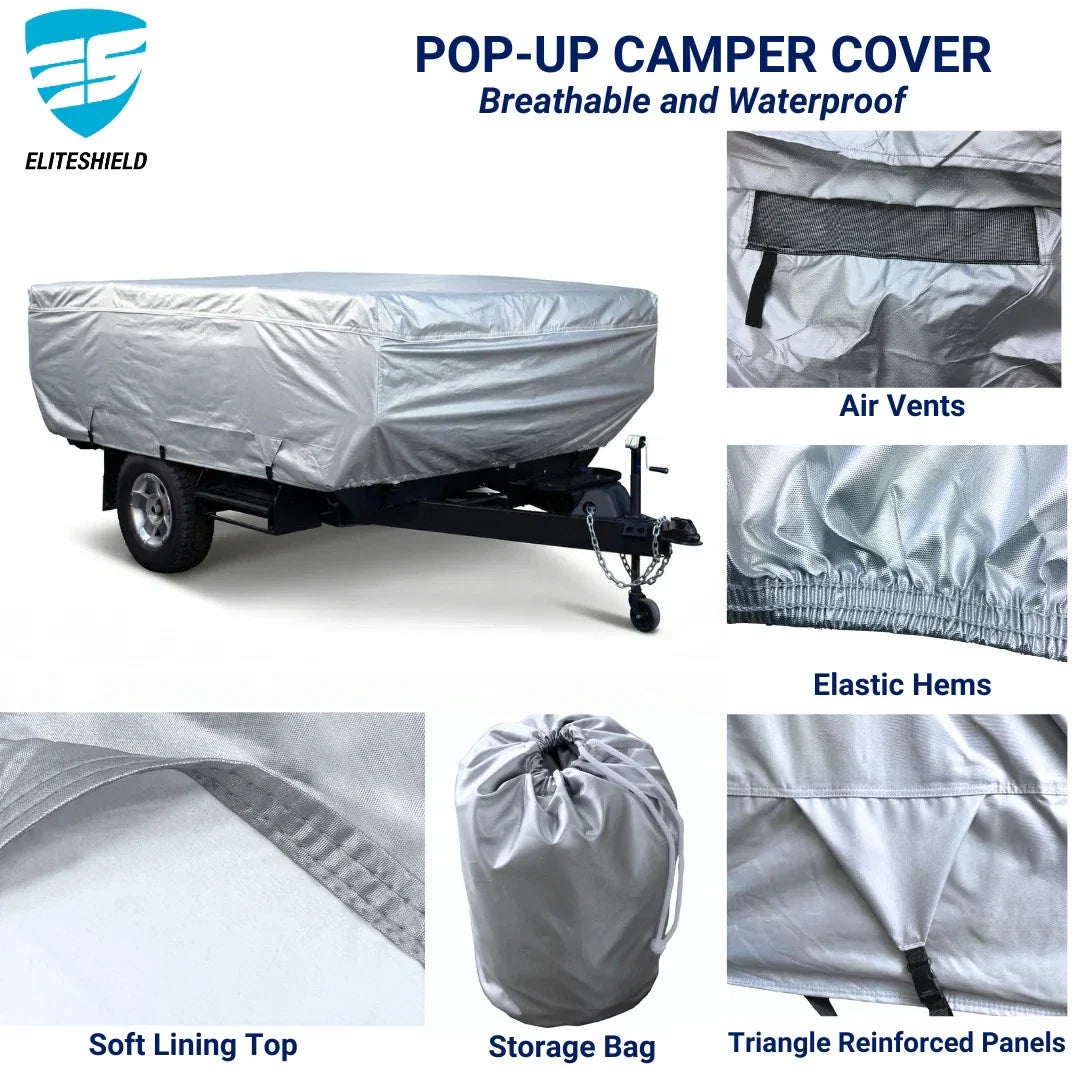 ShieldAll Waterproof Pop Up Folding Camper Tent Trailer Cover 8'-20'L