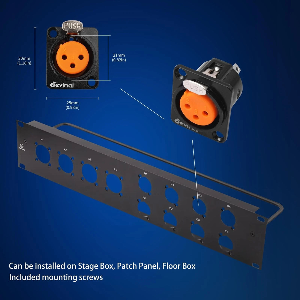 2FT XLR Pass Through Cable for Dtype Female Panel Mount