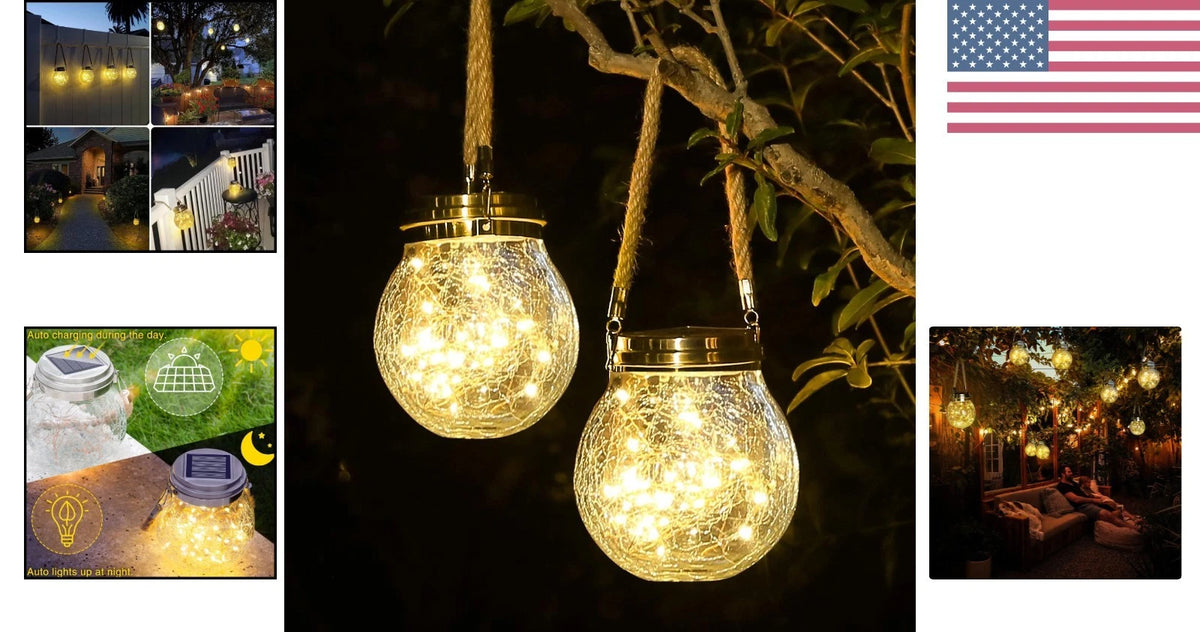 2X Solar Powered Lanterns for Garden - Warm LED Light