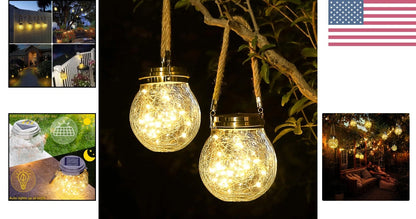 2X Solar Powered Lanterns for Garden - Warm LED Light
