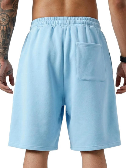 Men's Baggy Sky Blue Cotton Fleece Athletic Workout Gym Shorts X-Large
