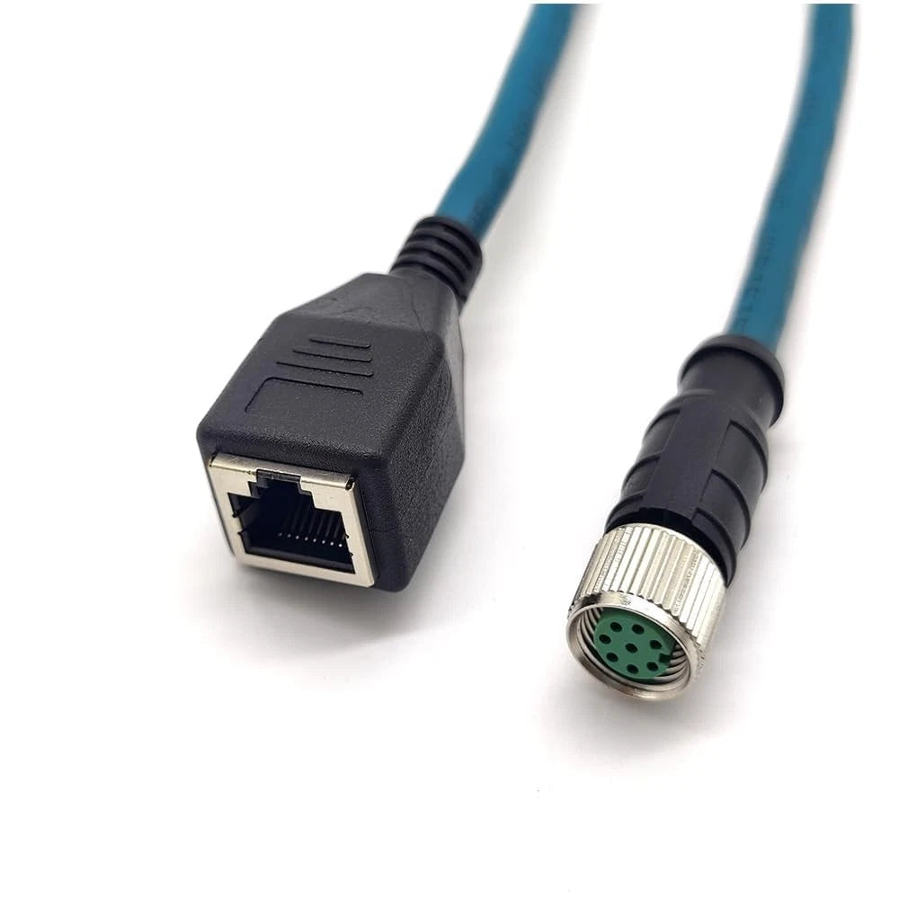 1m M12 8 Pin ACode Female to RJ45 Female Cat 6 Ethernet Cable Hub