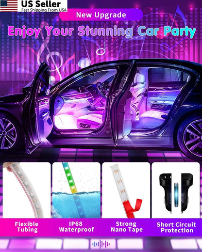 RGB Interior Car Strip Lights for Universal Fit (48SMD, 4 Lines Design)