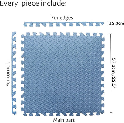 Set of 12 EVA Foam Interlocking Exercise Mats for Gym Floor Fitness Yoga