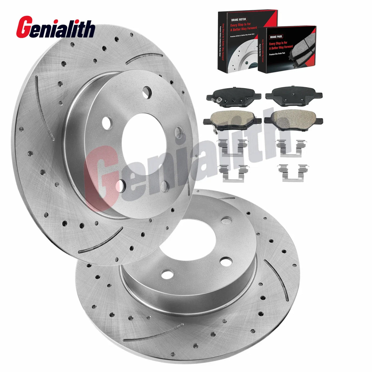 Rear Drilled Disc Rotors & Ceramic Brake Pads for Chevy Cobalt (2005–2008)