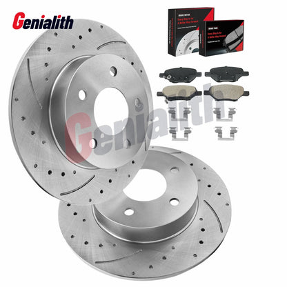 Rear Drilled Disc Rotors & Ceramic Brake Pads for Chevy Cobalt (2005–2008)
