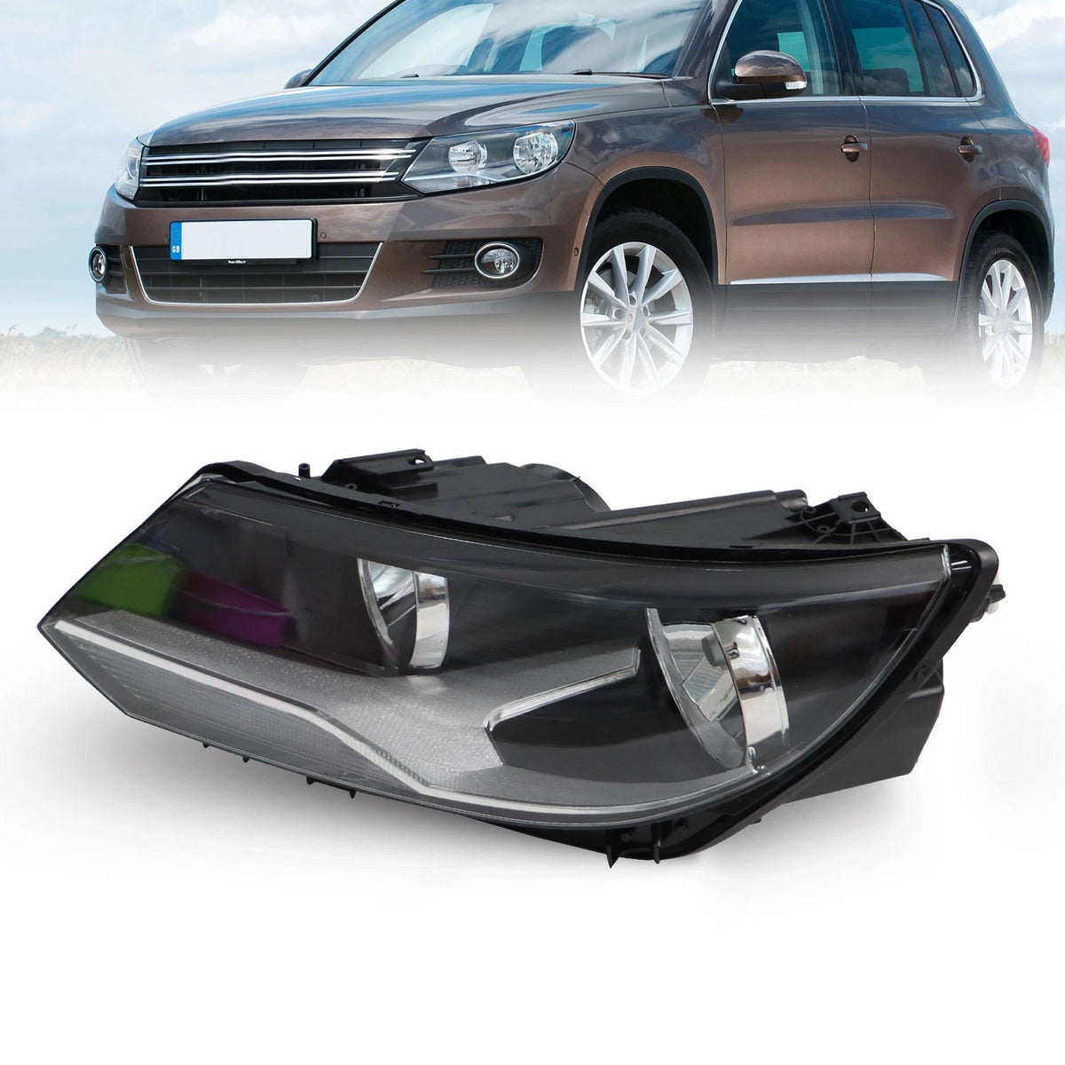 Headlight for Volkswagen Tiguan (2012–2017) - Left Driver Side, Halogen, 114-59574L, 5N0941005, VW2502152