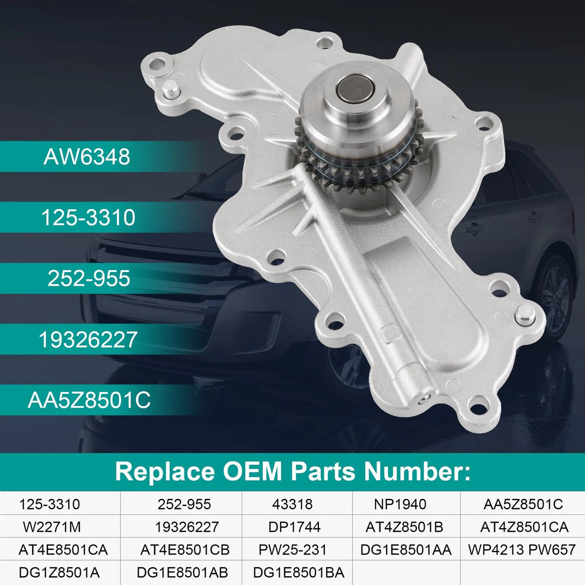 AW6348 Water Pump with Gasket for Ford Edge Fusion Flex Explorer
