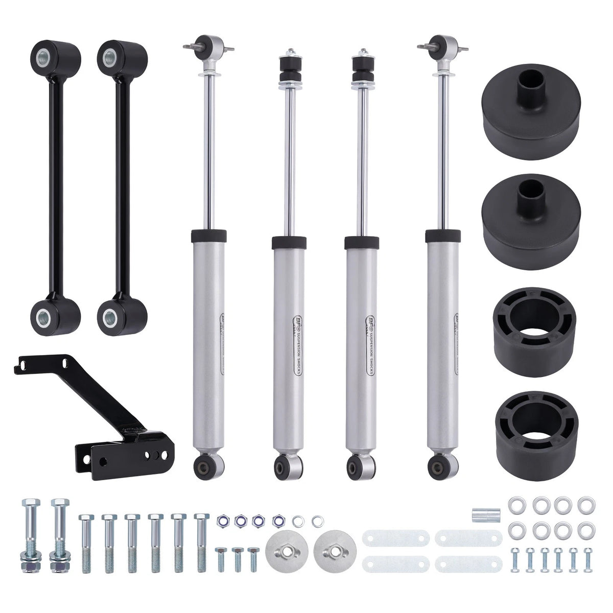 2.5 Inch Lift Kit Coil Spring Spacers & Shocks for Jeep Wrangler JK (2007–2018) - 3BS5YT, High-pressure nitrogen-filled, Chromed 18mm Piston rod
