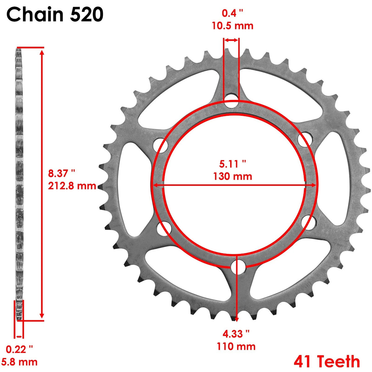 Drive Chain & Sprockets Kit for Kawasaki EX500 Ninja 500R (1994–2009) EG2008CH107XO