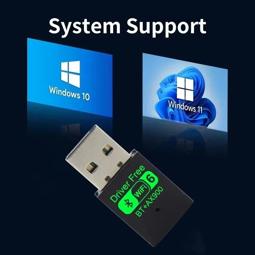 USB WiFi-6 Dongle 900Mbps Dual Band & BT 5.4 for Windows 10, 11