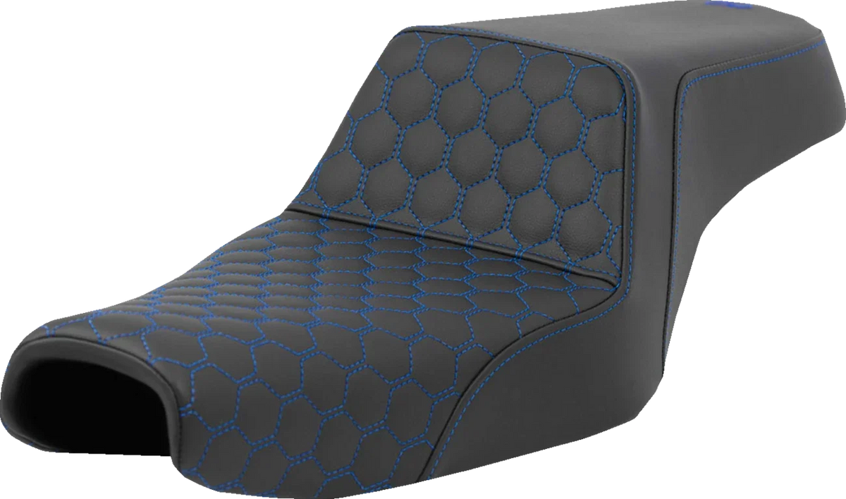 SADDLEMEN Step-Up Seat for Harley Sportster (3.3 Gal Tank) - Blue Stitching