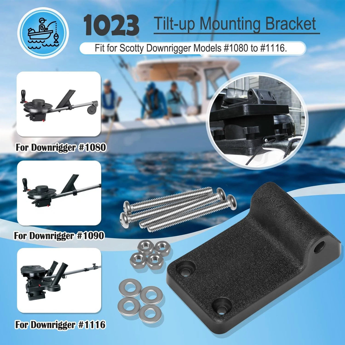 Tilt-up Mounting Bracket for Scotty Downrigger 1080, 1090, 1116