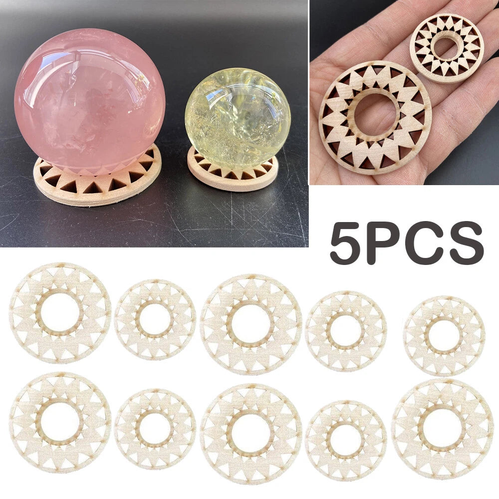 5PC Crystal Ball Stand for Wood Sphere Holder