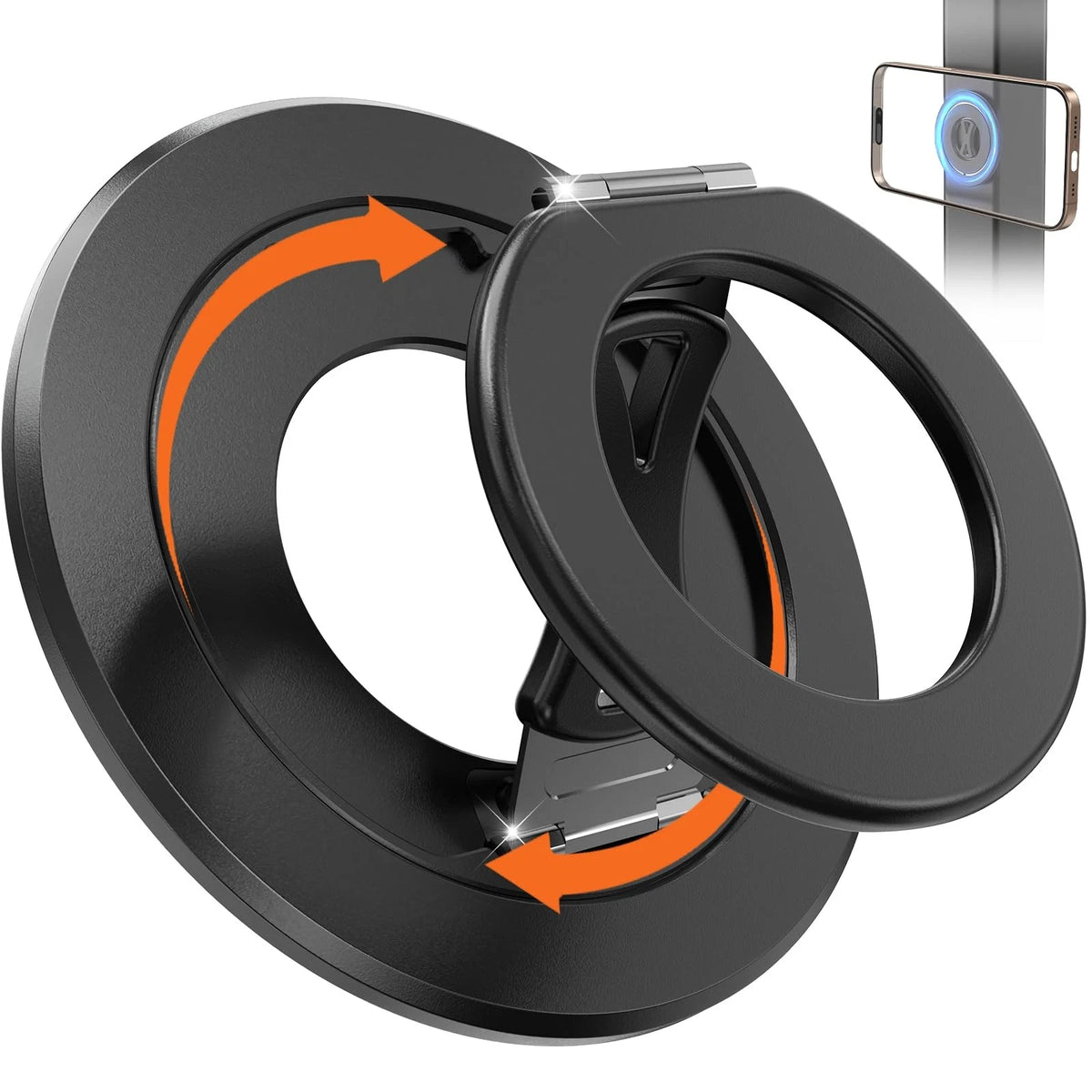 Magnetic Phone Ring Holder for MagSafe (Dual-Sided Black)
