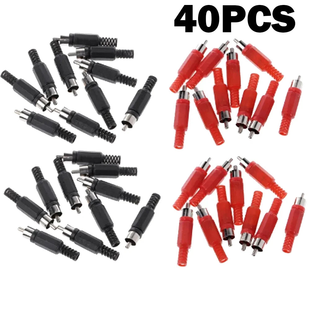 40PCS RCA Male Audio Video Adapter Connector for Universal Use