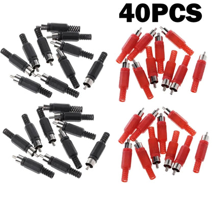 40PCS RCA Male Audio Video Adapter Connector for Universal Use