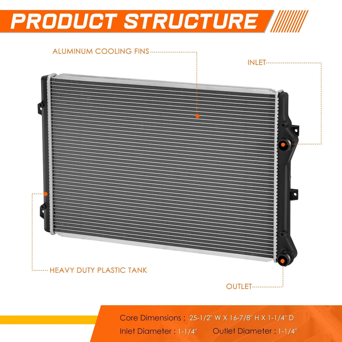 Aluminum Core Cooling Radiator for VW Beetle CC Eos GTI 2011–2017