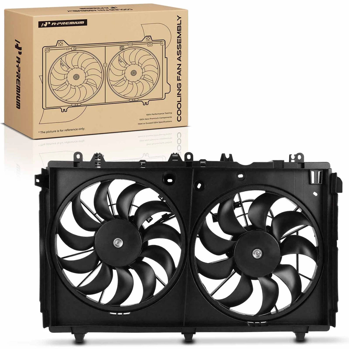 Dual Cooling Fan Assembly w/ Shroud for Mitsubishi Eclipse Cross (2018–2020) 1355A449PFM, 1355A449, MI3115157