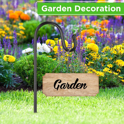 Set of 24 Shepherds Hooks for Outdoor Plant Hanger (15 Inch, Black)