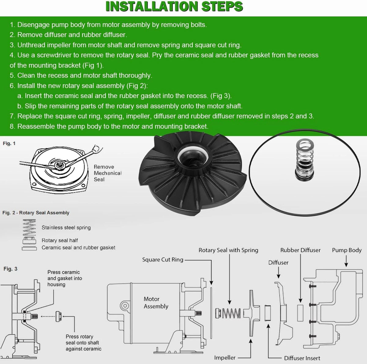 2X HP Lawn Sprinkler Irrigation Pump Repair Kit for Star HSP20P1/UTP20P1