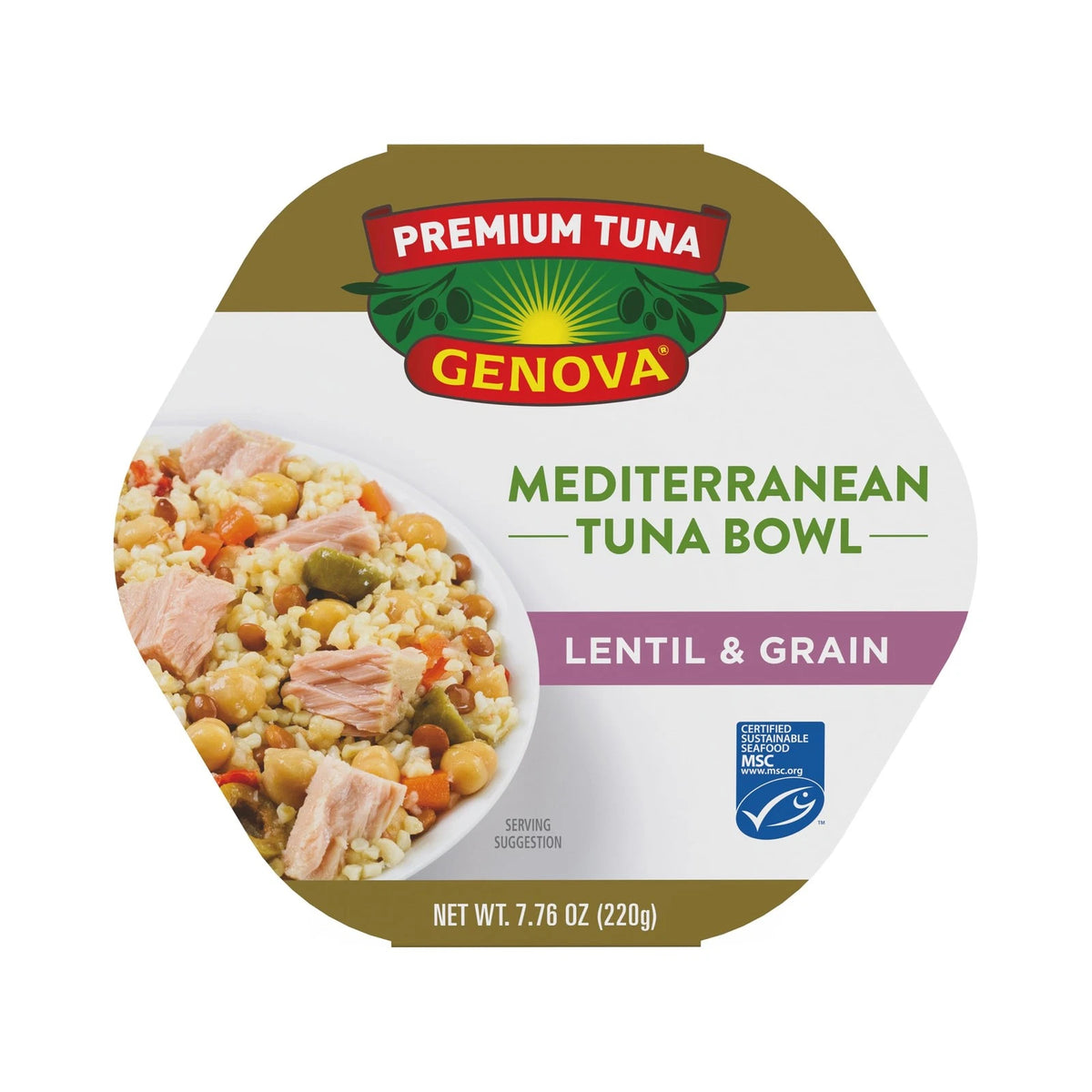 Pack of 6 Genova Premium Tuna Mediterranean Lentil & Grain 7.76 oz