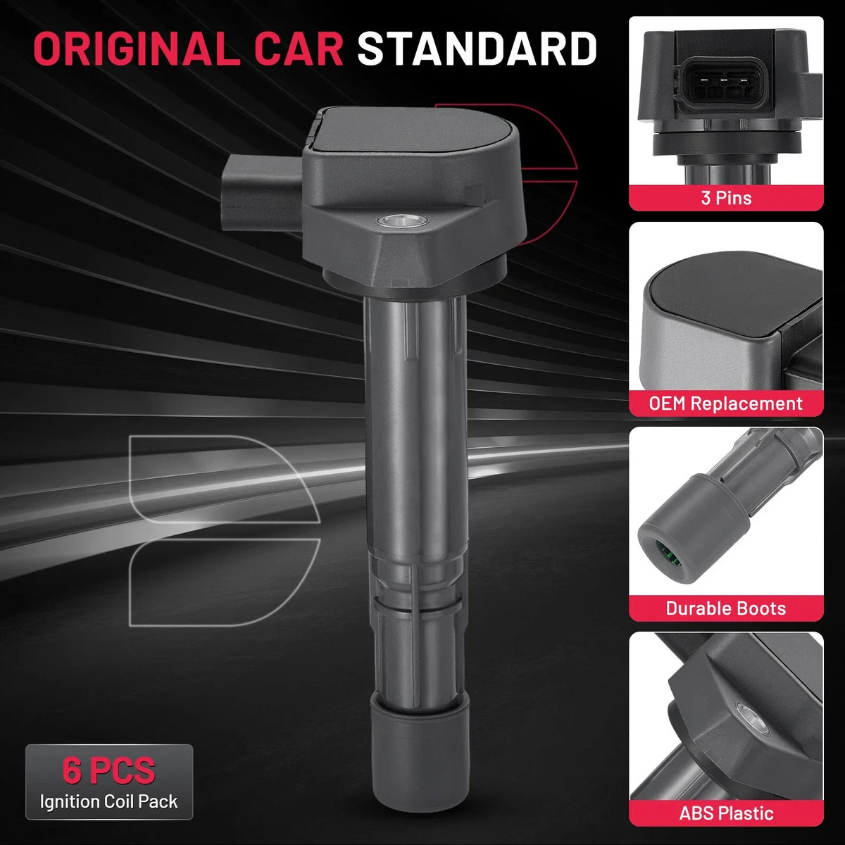 6PC Ignition Coil Pack for Honda Pilot (2003–2008) Acura MDX (2001–2006)