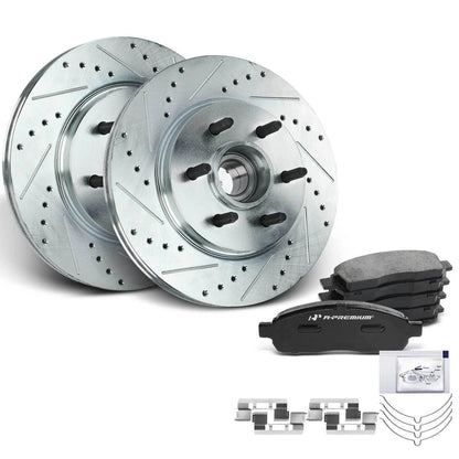 Set of 2 Front Drilled Brake Rotors & Ceramic Pads for Ford F-150 (2004–2023) P-1083, S-54107