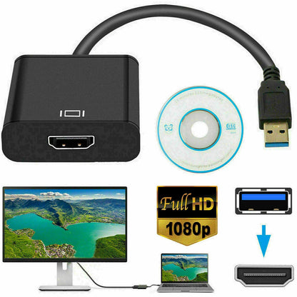 USB 3.0 to HD 1080P HDMI Video Cable Adapter for PC Laptop HDTV (2010–2023)