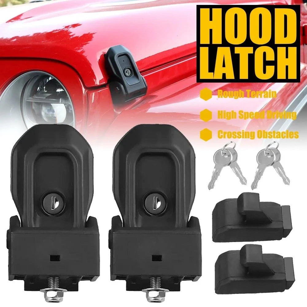 Hood Latches Locking Catch Kit for Jeep Wrangler JK JKU JL JLU JT (2007–2023)