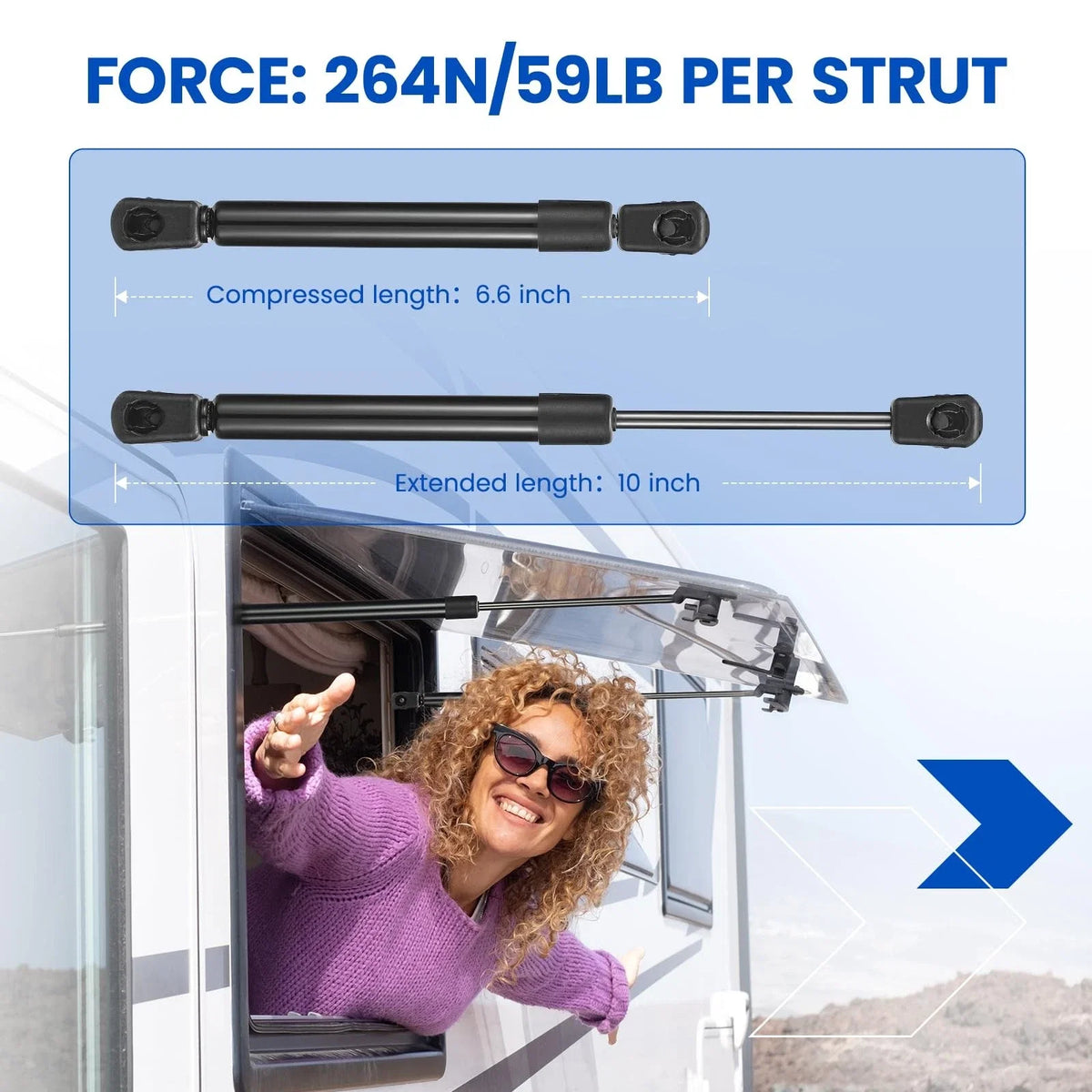 2 PCS 10 Inch 267N/60Lb Gas Strut Lift Support for Truck Tool Box (2004–2006)